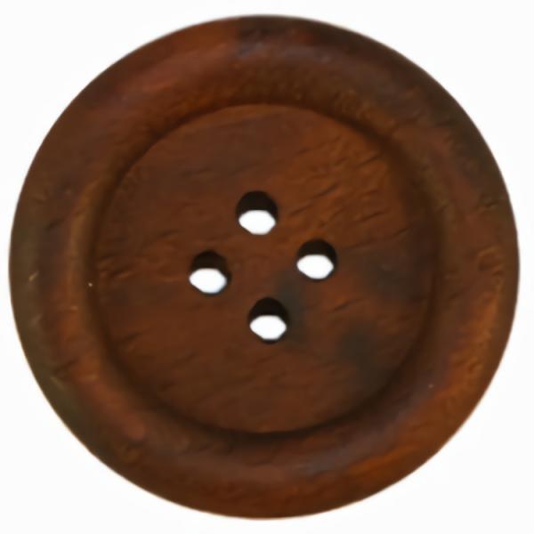 1 1/8" 4-Hole Dark Wood Button W/ Rim (28Mm)  |   Wood Buttons Natural Buttons Wood Buttons