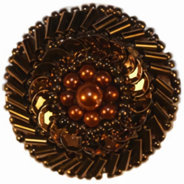 1 3/8" Bronze Beaded And Sequins Button (34Mm)  |   Beaded Beaded Beaded