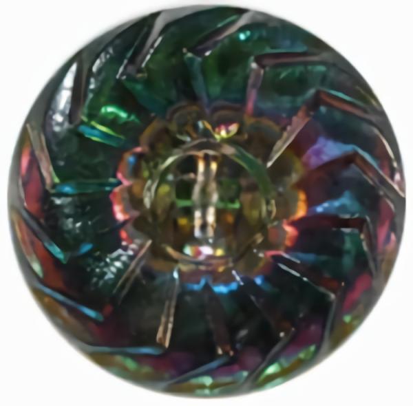 11/16" Mirror Back Green Aurora Glass Button (18Mm)  |   Iridescent Glass Glass Buttons Iridescent Glass