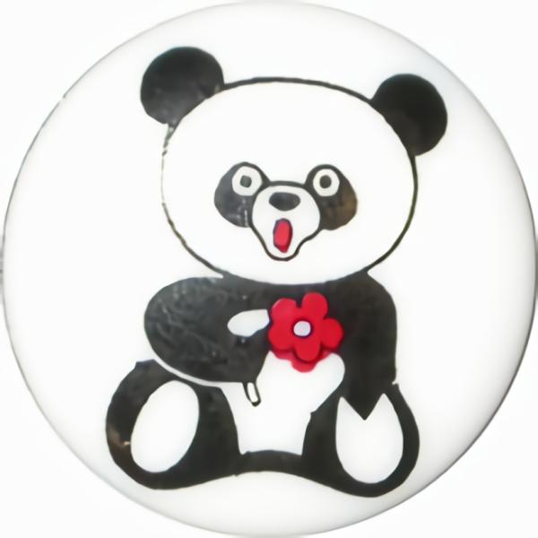 11/16" Panda Button W/ Red Flower (18Mm)  |   Animals Buttons Buttons Animals Buttons