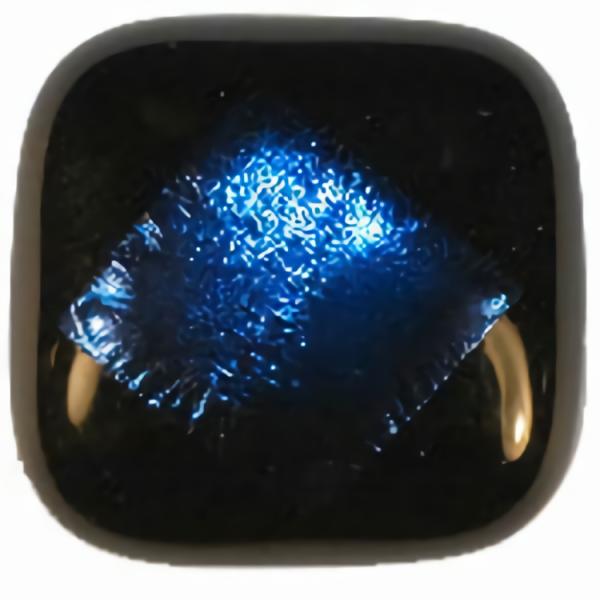 1/2" Black Glass W/ Blue Foil Diamond Button (16Mm)  |   Color Glass Color Glass Color Glass