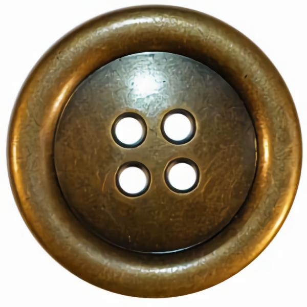 2" Antique Brass 4-Hole Button W/ Rim (Metal-Coated 50Mm)  |   Metal Decorative Large Decorative Buttons Metal Decorative