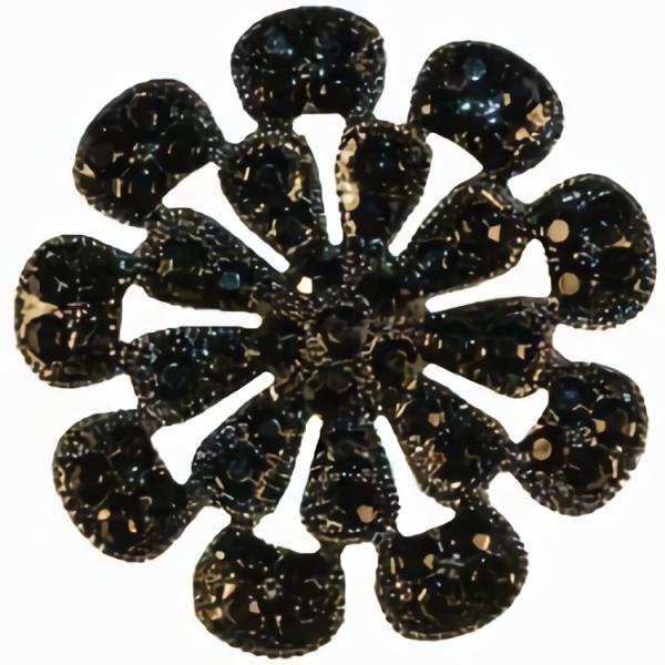 2" Black Setting W/Black Stones Flower (50Mm)  |   Color Settings & Stones Color Settings & Stones Color Settings & Stones