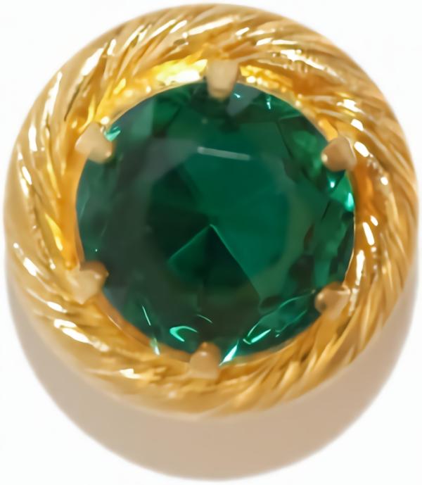 3/4" Emerald Faceted Center Stone W/ Gold Rim Setting (20Mm)  |   Color Settings & Stones Color Settings & Stones Color Settings & Stones