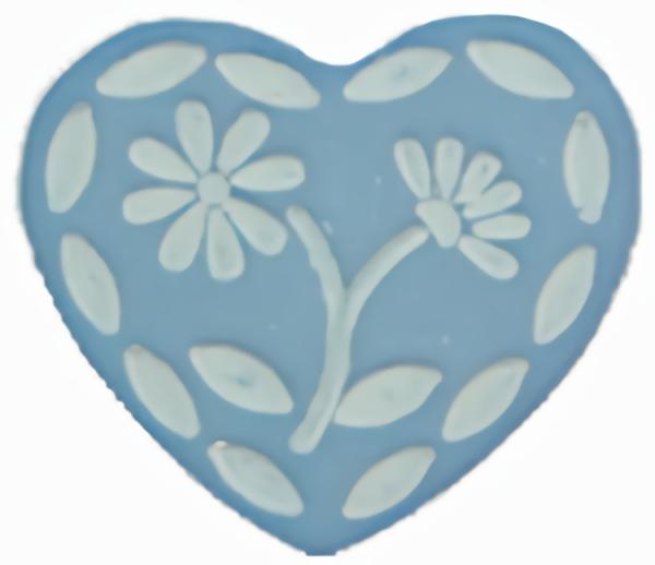 5/8" Light Blue Heart W/White Flower (16Mm)  |   Hearts Children's Buttons Hearts