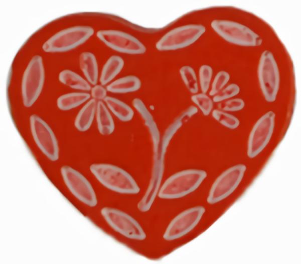 5/8" Red Heart W/White Flower (16Mm)  |   Hearts Children's Buttons Hearts