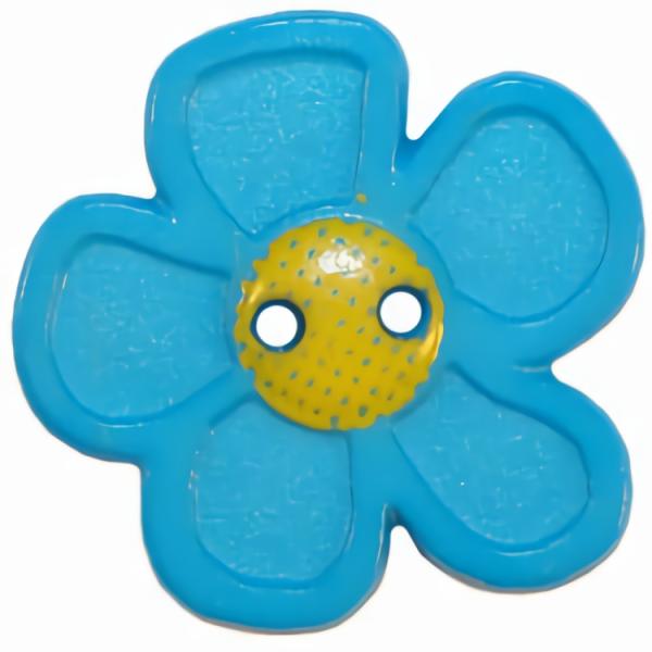 7/8" Blue Flower Button W/ Yellow Center (23Mm)  |   Flowers Children's Buttons Flowers