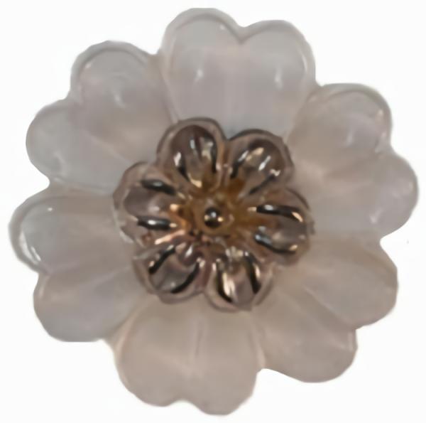 7/8" Opaque Lavender Glass Flower W/ Silver Center (23Mm)  |   Color Glass Color Glass Color Glass