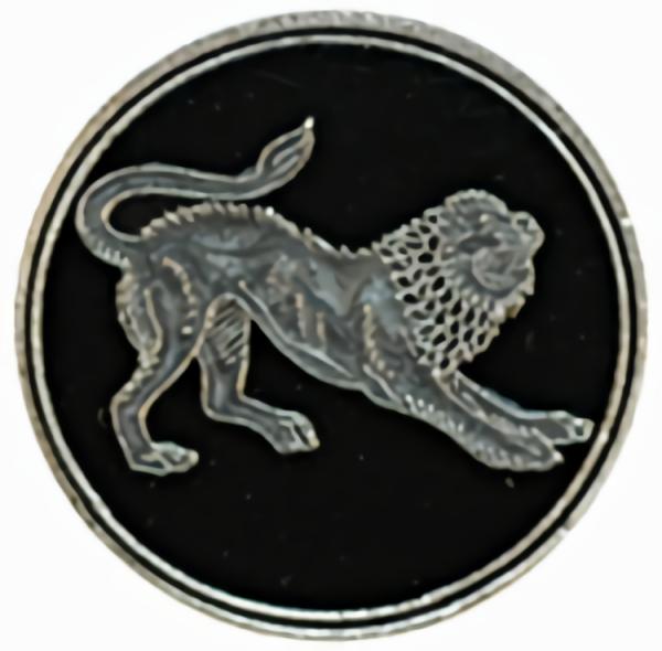 7/8" Silver Lion And Rim W/Black Enamel (23Mm)  |   Animals Buttons Animals Buttons Animals Buttons