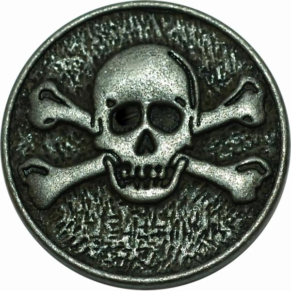 Antique Silver Skull & Crossbones Button  |   Metal Decorative Large Decorative Buttons Metal Decorative