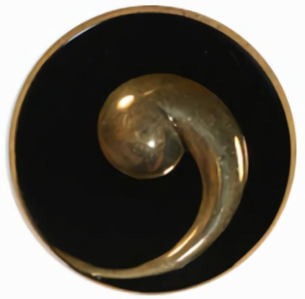 Black Glass Button W/ Inset Gold Comma 11/16"  |   Black Glass Black Glass Black Glass