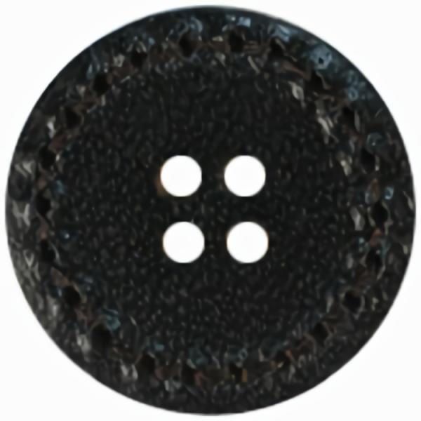 Black Leather 4-Hole W/Stitched Rim  |   Leather Buttons Leather Buttons Leather Buttons