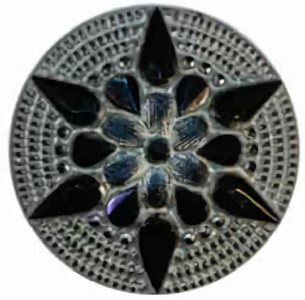 Black/Blue Iridescent Glass Star Button W/ White 11/16"  |   Black Decorative Black Decorative Black Decorative