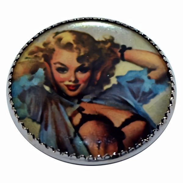 Blond Pin Up Girl Button Sz 3/4"  |   Novelty Vices Buttons Novelty Buttons Novelty Vices Buttons