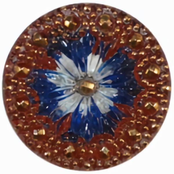 Blue Glass Starburst Button W/ Gold Faceted Edges  |   Color Glass Color Glass Color Glass