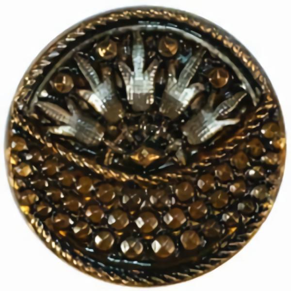 Bronze & Pewter Deco Glass Button 11/16"  |   Color Glass Color Glass Color Glass