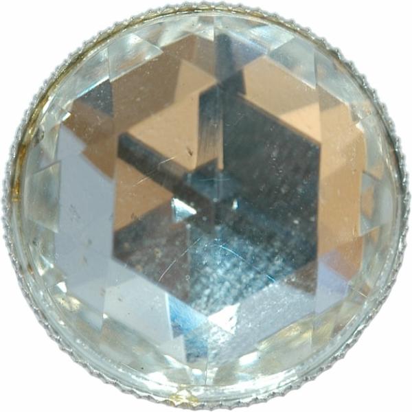 Clear Faceted Glass Button W/ Silver Setting 13/16"  |   Silver Settings Rhinestone Buttons Silver Settings