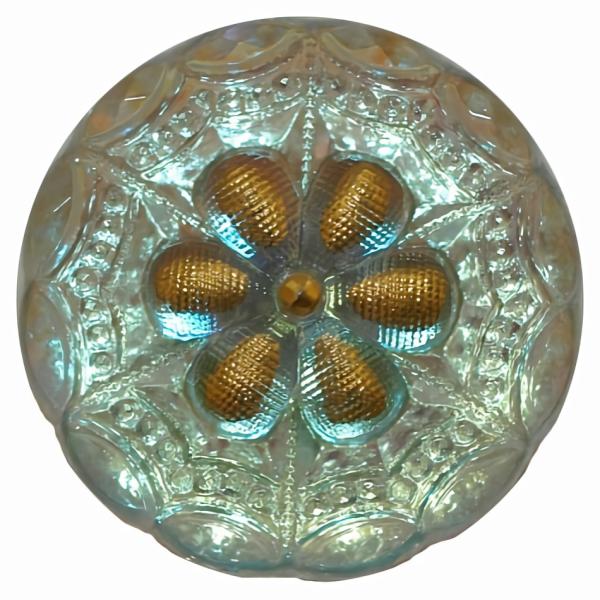 Clear Glass Button W/ Scallop Edge & Gold Center 7/8"  |   Iridescent Glass Glass Buttons Iridescent Glass