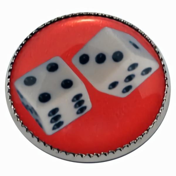 Dice W/ Red Background Button 1/2"  |   Novelty Vices Buttons Novelty Buttons Novelty Vices Buttons