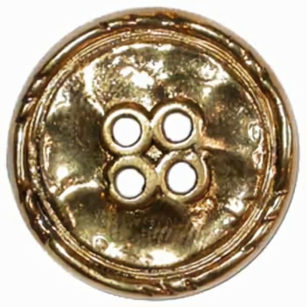 Gold 4-Hole Button W/Texture And Rim  |   Gold Fashion Fashion Buttons Gold Fashion