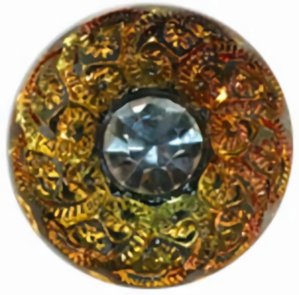 Iridescent Gold Rim Glass Button W/ Rhinestone 9/16"  |   Color Settings & Stones Color Settings & Stones Color Settings & Stones