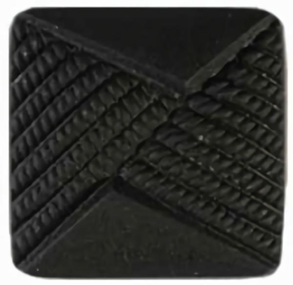 Matte Black Glass Square Button W/ Cord Detail  |   Black Glass Black Glass Black Glass