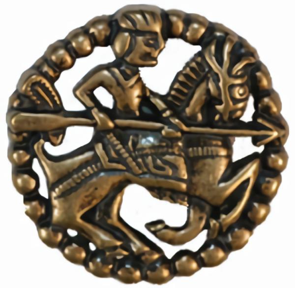 Medieval Jouster On Horse Bronze Button  |   Metal Decorative Large Decorative Buttons Metal Decorative