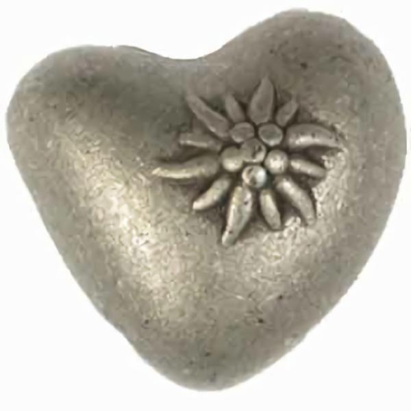 Pewter Free Form Heart W/ Flower  |   Silver Novelty Buttons Novelty Buttons Silver Novelty Buttons