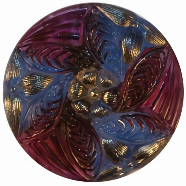 Purple/Blue/Silver Floral Glass Button  |   Color Glass Color Glass Color Glass