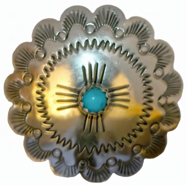 Scallop Silver Button W/ Turquoise 1 1/4" (32Mm)  |   Southwestern Buttons Novelty Buttons Southwestern Buttons