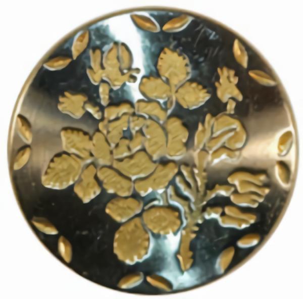 Silver & Gold Button W/ Flower Detail 5/8"  |   Silver Fashion Fashion Buttons Silver Fashion