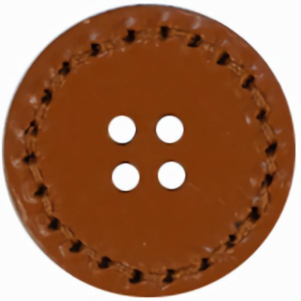 Tan Leather 4-Hole W/Stitched Rim 1"  |   Leather Buttons Leather Buttons Leather Buttons