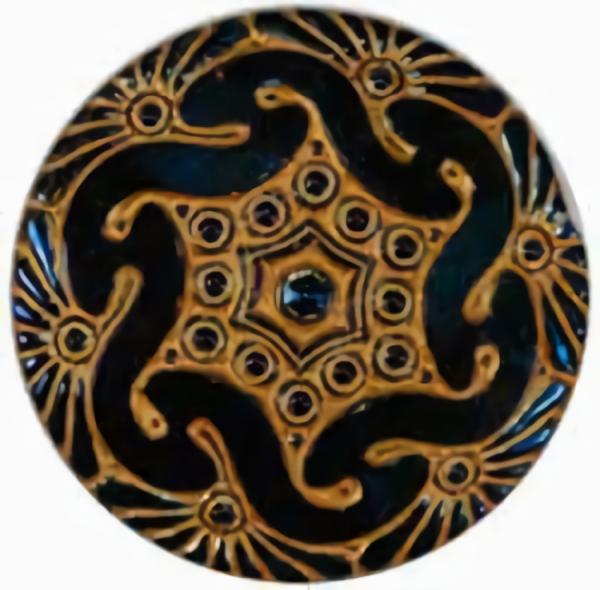 Black/Blue Glass Button With Gold Pattern  |   Black Decorative Black Decorative Black Decorative