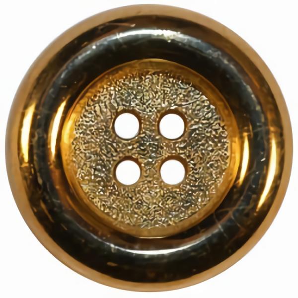 Gold Metal Dipped Plastic 4-Hole Button W/Large Rim Sz 5/8"  |   Gold Fashion Fashion Buttons Gold Fashion