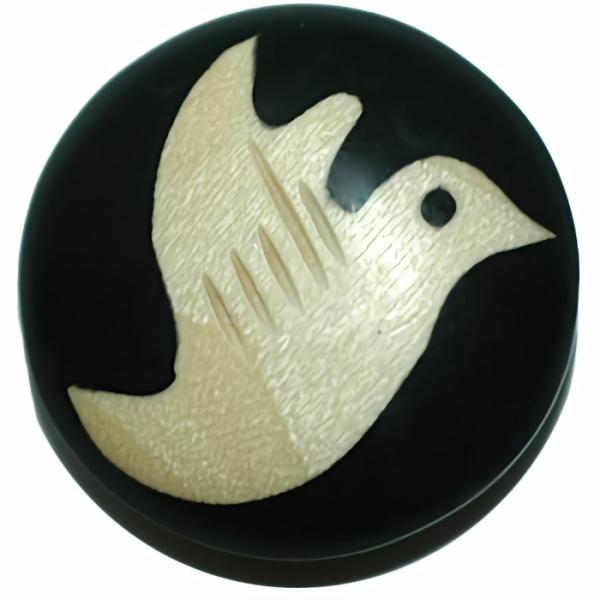 Black Horn Button W/ Inlaid Wood Bird 15/16" (24Mm)  |   Wood Buttons Natural Buttons Wood Buttons